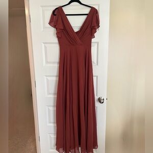 David’s Bridal- Bridesmaid Dress with Flutter Sleeve Full Skirt- Size 4